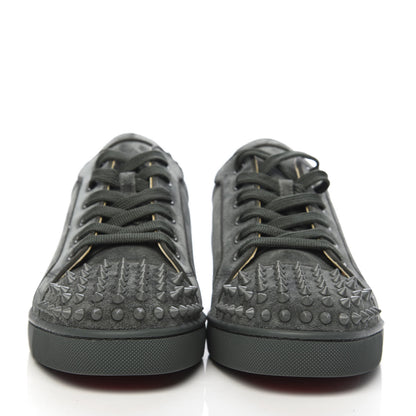 Christian Louboutin Veau Velours Mens Louis Junior Spikes Flat Sneakers 44 Grey 2 of 8