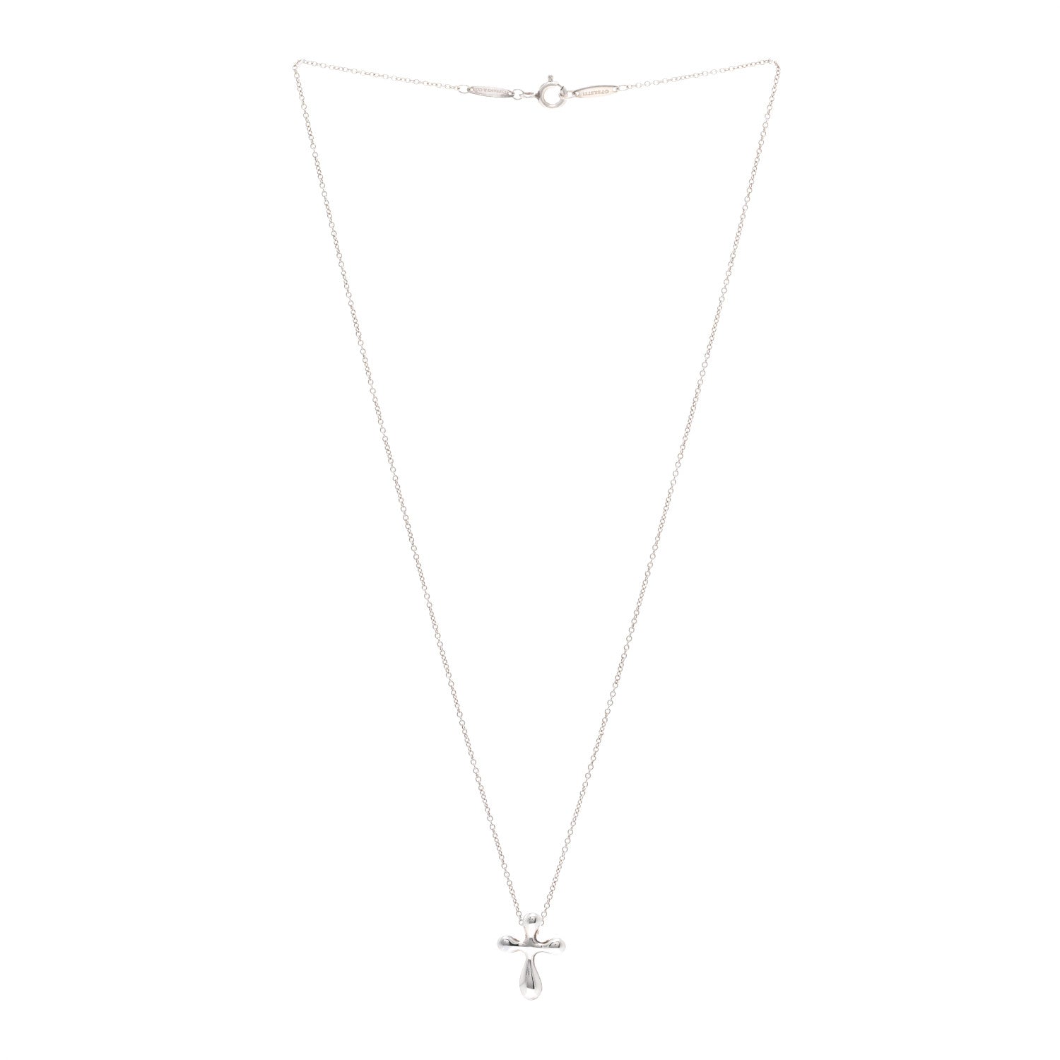 Tiffany Sterling Silver 12mm Elsa Peretti Cross Pendant Necklace 3 of 4