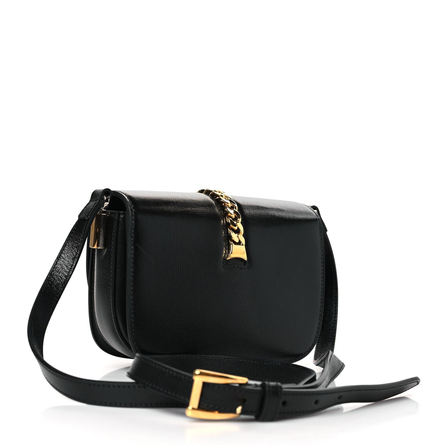 Azalea Calfskin Mini Sylvie 1969 Flap Messenger Bag Black
