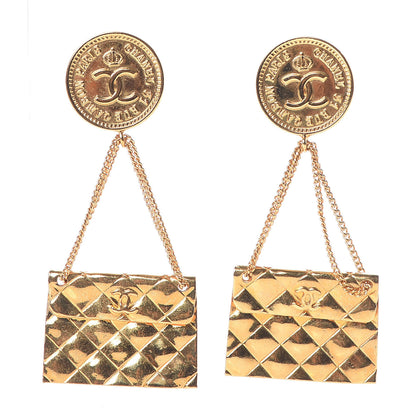 Chanel 2.55 Flap Clip On Earrings Gold 1 of 5