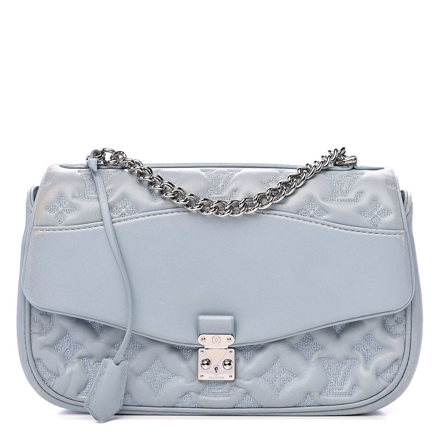 Lambskin Mama Broderie Pochette Blue
