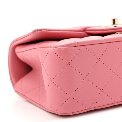 Chanel Lambskin Quilted Mini Top Handle Rectangular Flap Dark Pink 9 of 10