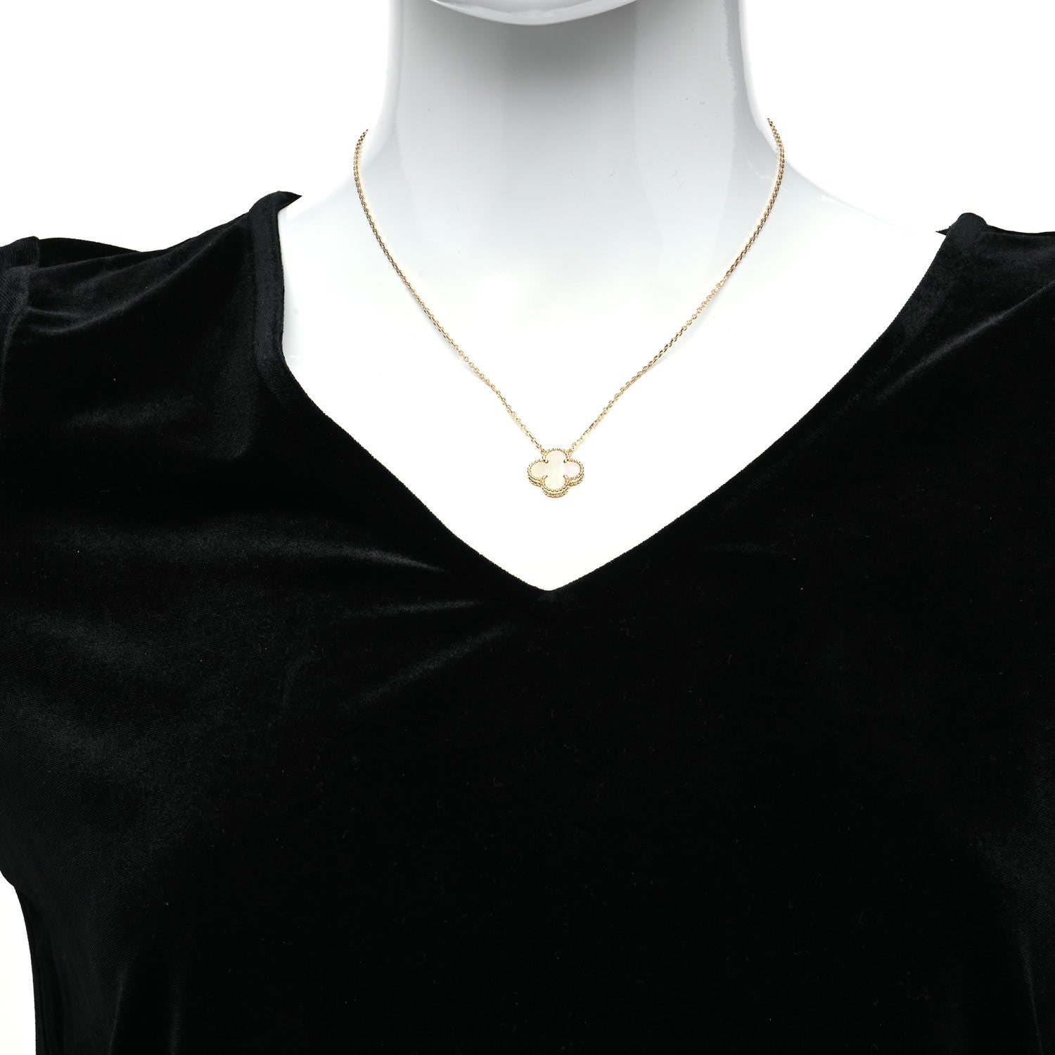 Van Cleef & Arpels 18K Yellow Gold Mother of Pearl Vintage Alhambra Pendant Necklace 2 of 8