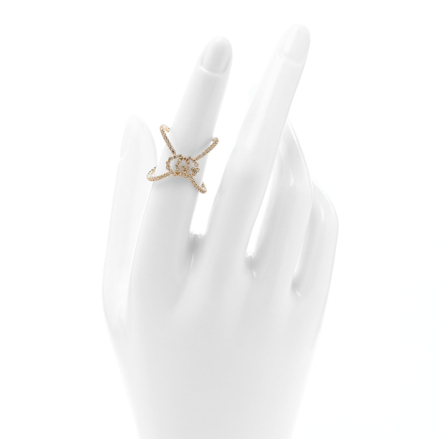 18K Yellow Gold Diamond Running G Cross Pave Ring 52 6