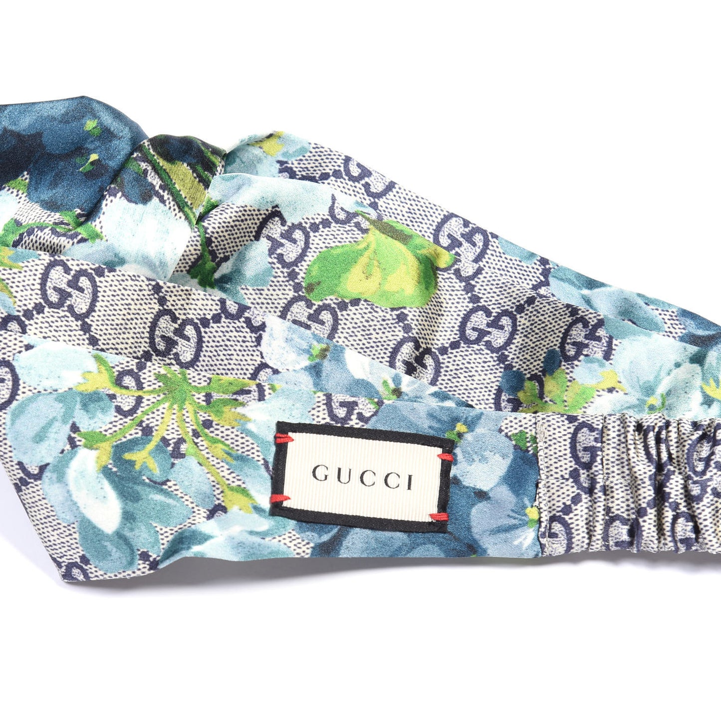 Silk Monogram Blooms Print Headband Blue