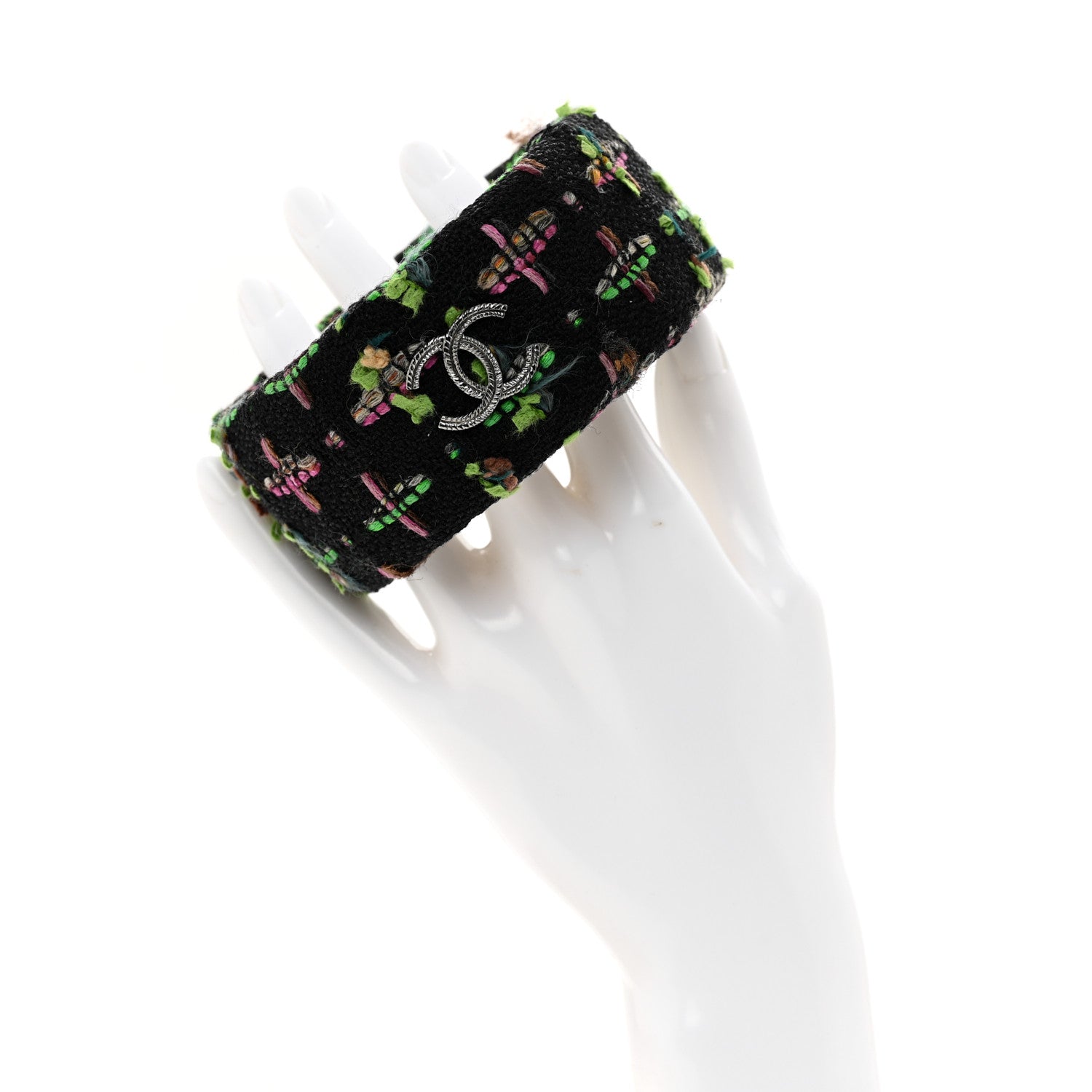 Chanel Tweed CC Wide Bangle M Black Multicolor 2 of 4
