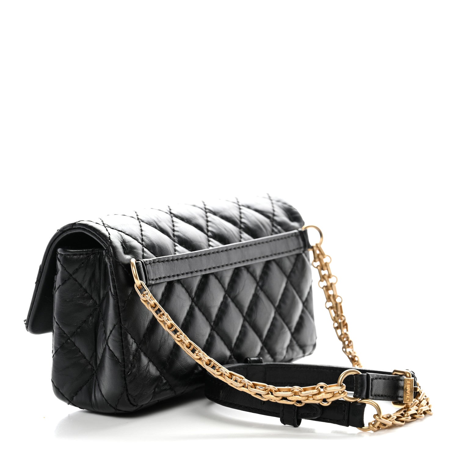 Chanel Aged Calfskin Quilted 2.55 Reissue Chain Waist Bag Black 2 of 12