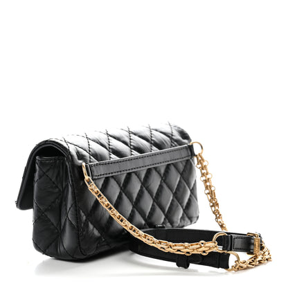 Chanel Aged Calfskin Quilted 2.55 Reissue Chain Waist Bag Black 2 of 12