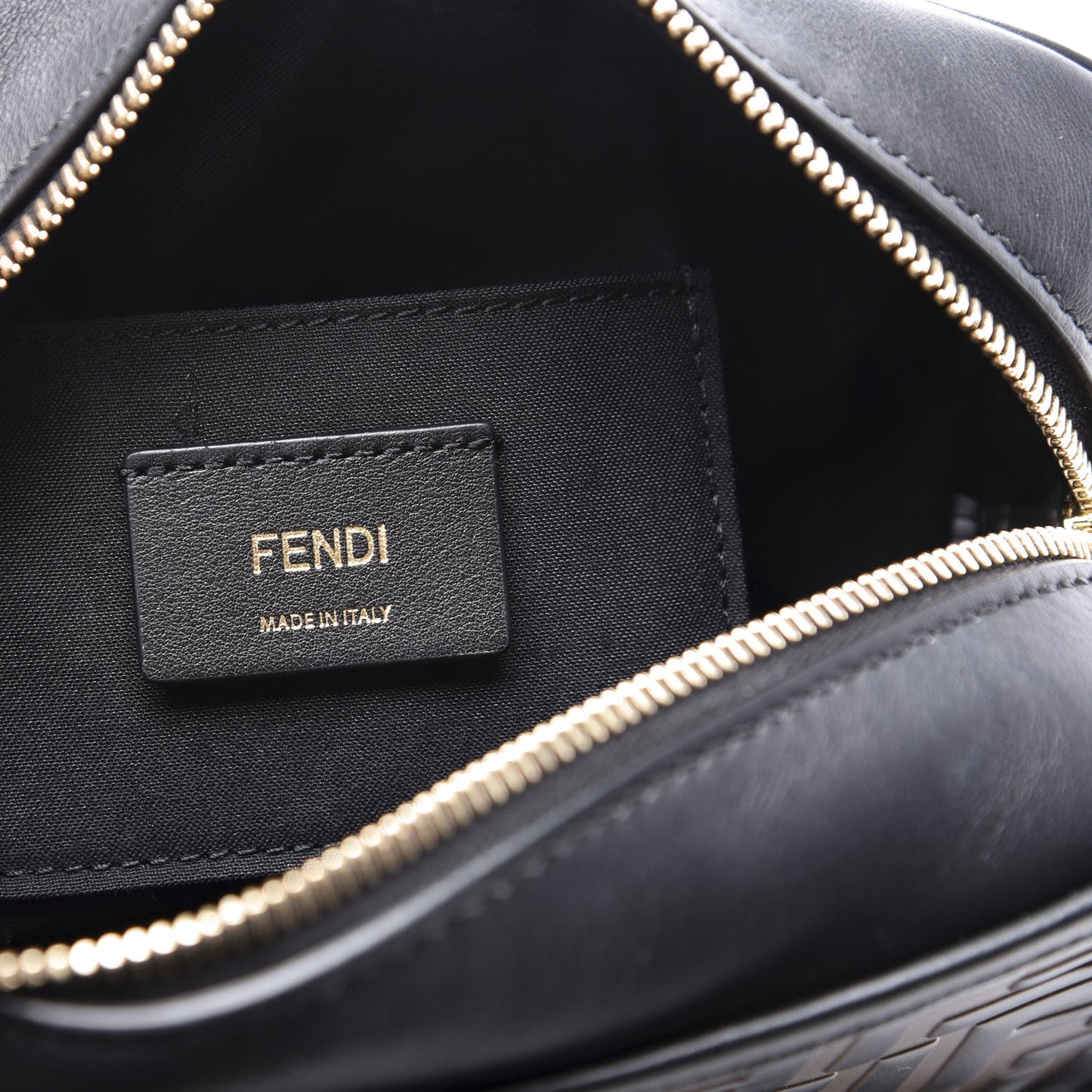 Vitello Century F is Fendi Bi-Color FF 1974 Embossed Camera Case Maya Black