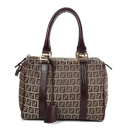 Fendi Zucchino Vitello Small Boston Mogano Panna Bruciato 1 of 12