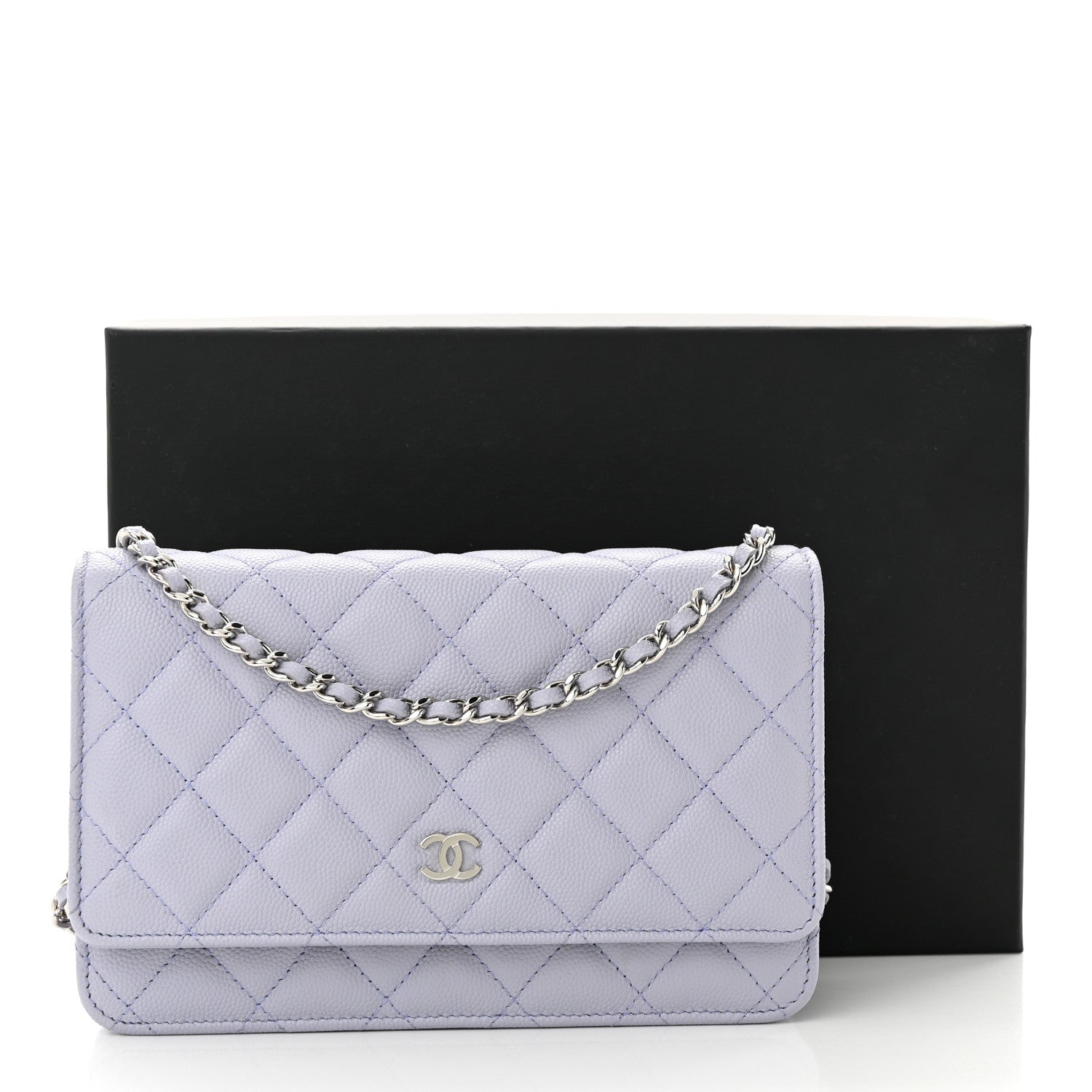 Chanel Caviar Quilted Wallet on Chain WOC Light Purple 12 of 12