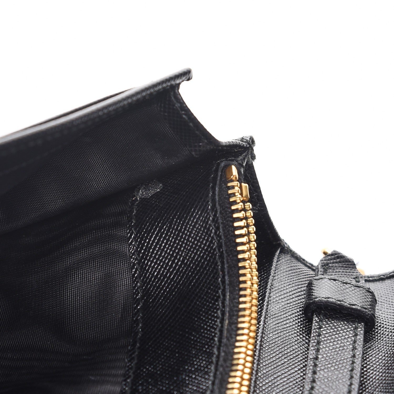 Prada Saffiano Metal Oro Chain Wallet Nero Black 9 of 9