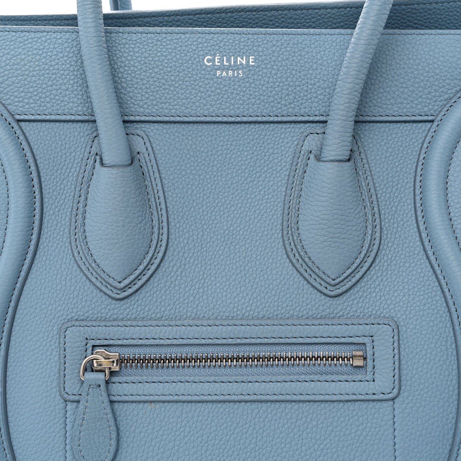 Celine Drummed Calfskin Micro Luggage Slate 8 of 12