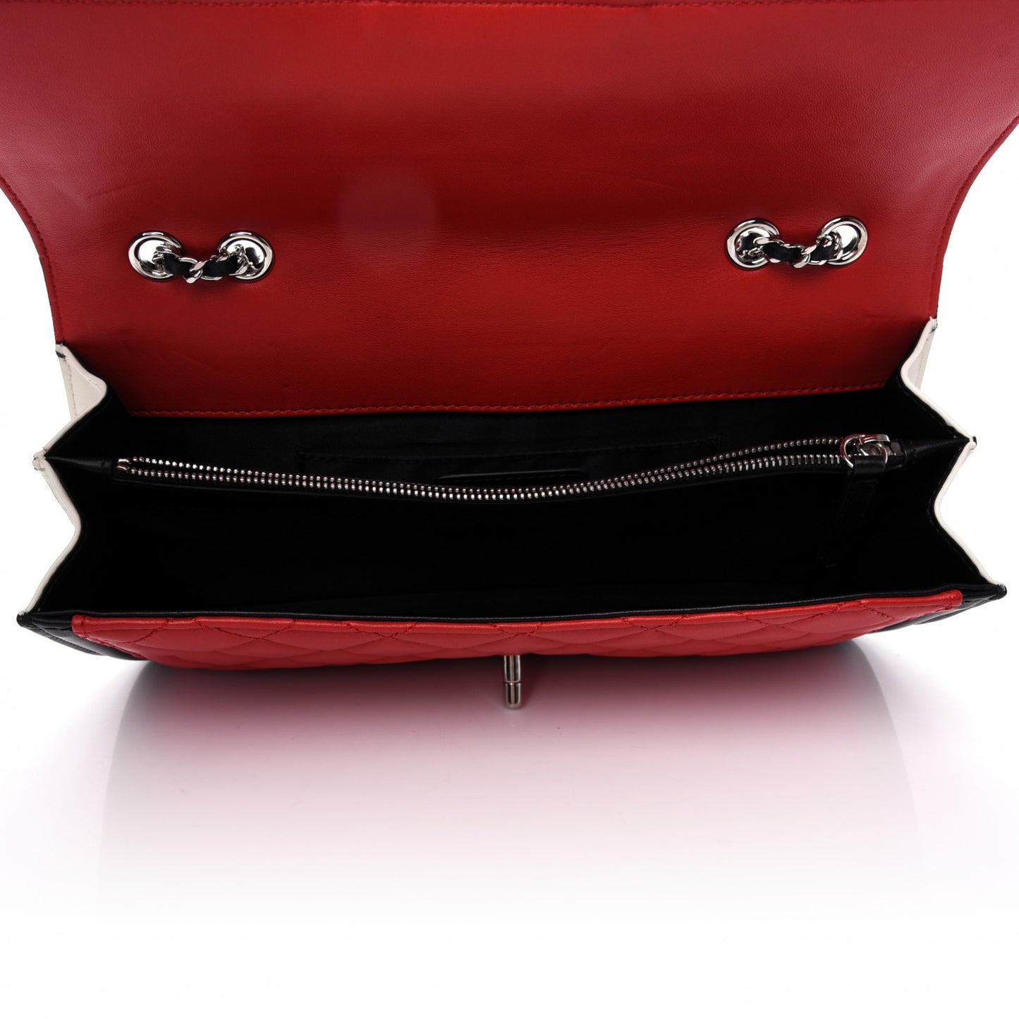 Lambskin Quilted Tri-Color Flap Red White Black