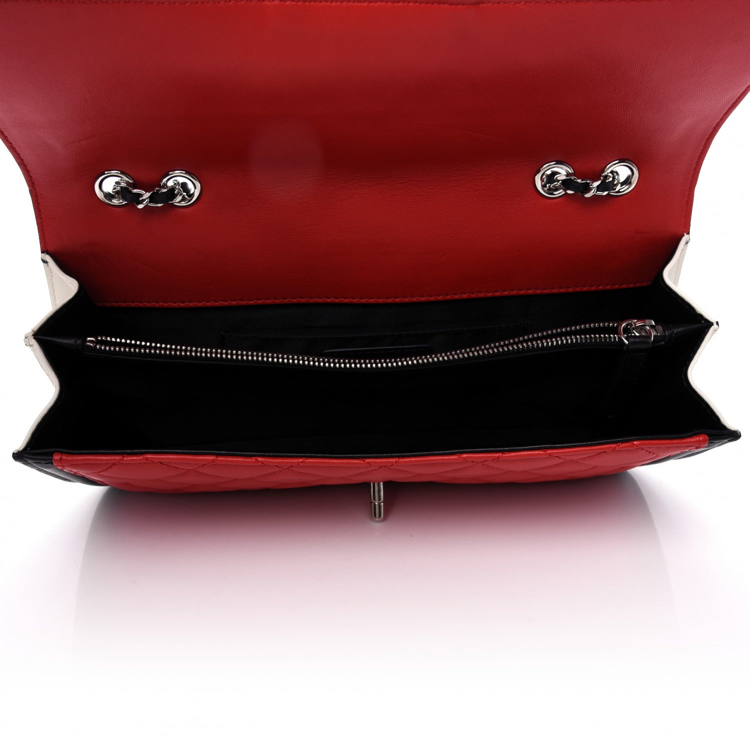 Chanel Lambskin Quilted Tri-Color Flap Red White Black 5 of 9