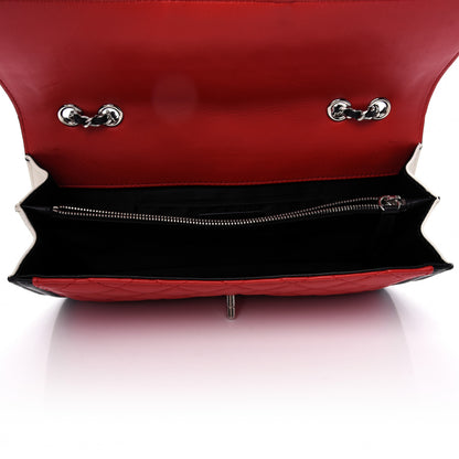 Chanel Lambskin Quilted Tri-Color Flap Red White Black 5 of 9