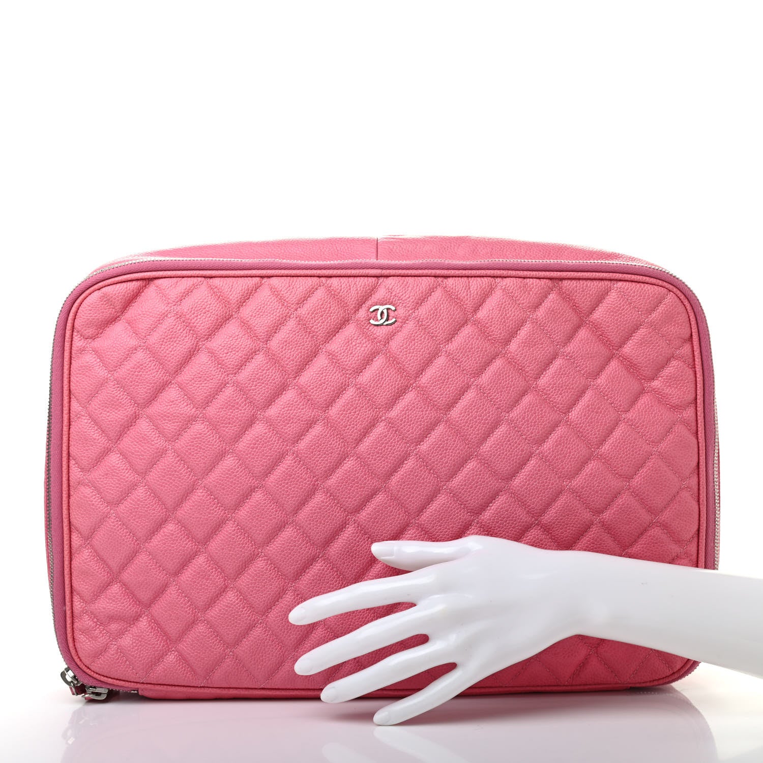 Chanel Caviar Quilted Cosmetic Pouch Pink 2 of 12