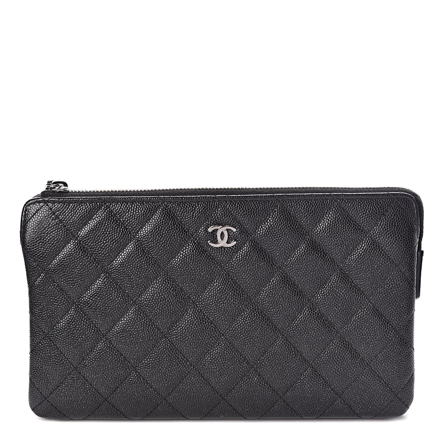 Caviar Quilted Small Zipped Pouch Black