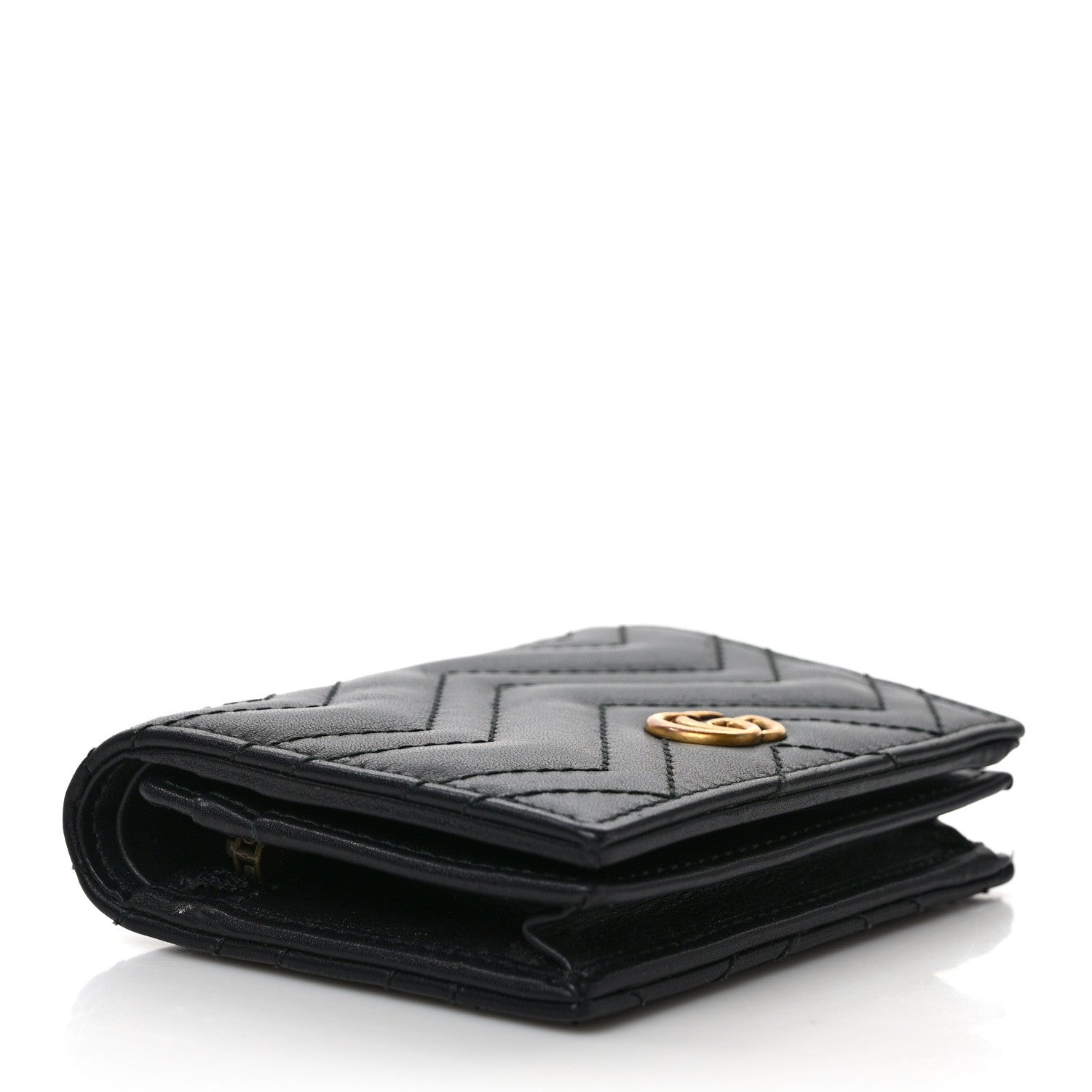 Gucci Calfskin Matelasse GG Marmont Card Case Wallet Black 4 of 11