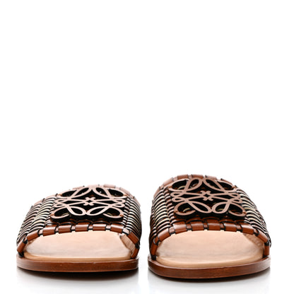 Loewe Calfskin Woven Anagram Slide Sandal 38 Tan Natural 2 of 9