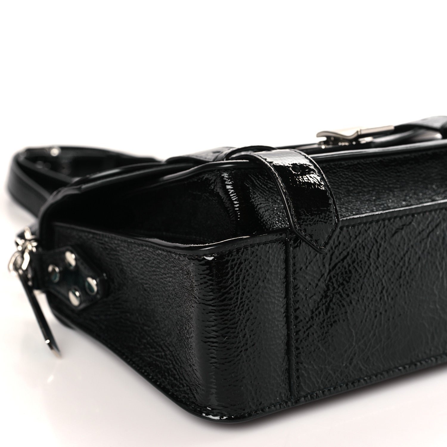 Proenza Schouler Crinkled Patent Calfskin Tiny PS1 Satchel Black 7 of 8