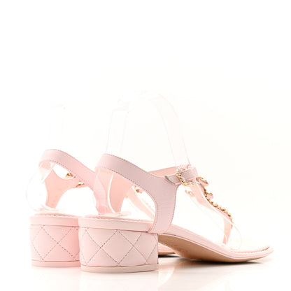 Chanel Lambskin Chain CC Logo Thong Sandals 38.5 Light Pink 5 of 12