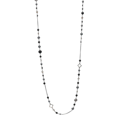 David Yurman Darkened Sterling Silver Black Onyx Hematite Quatrefoil Bead Chain Necklace 1 of 4