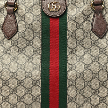 Gucci GG Supreme Monogram Textured Calfskin Web Medium Ophidia Shopping Tote Beige Ebony New Acero 8 of 11
