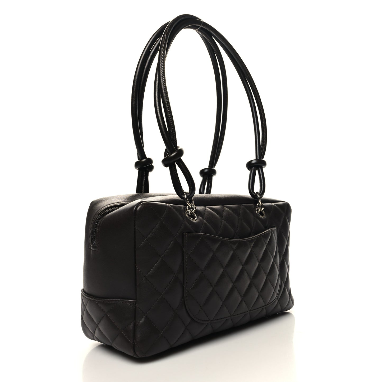 Calfskin Quilted Cambon Large Bowler Brown Beige