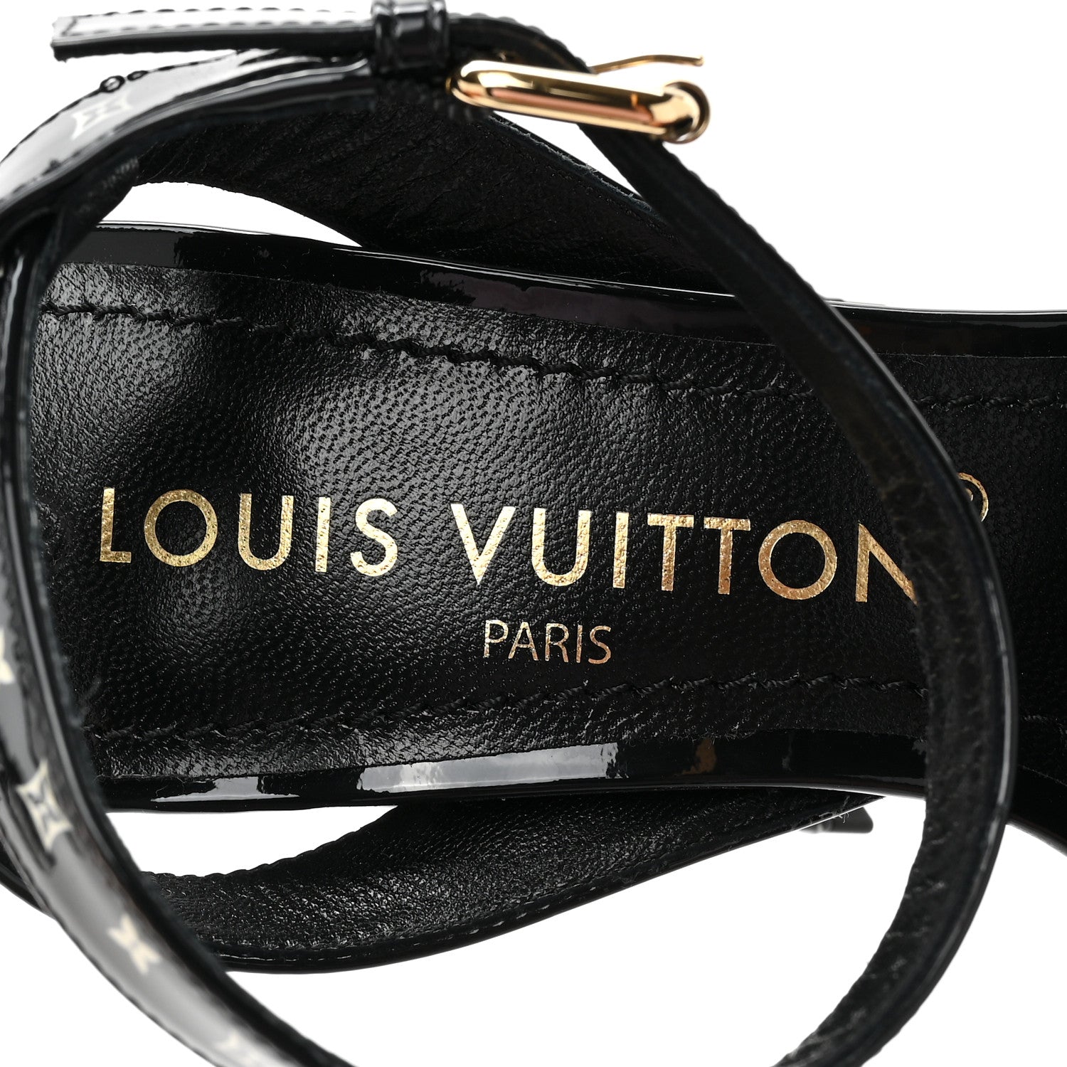 Louis Vuitton Patent Calfskin Shake Platform Sandal 36 Black White 7 of 10