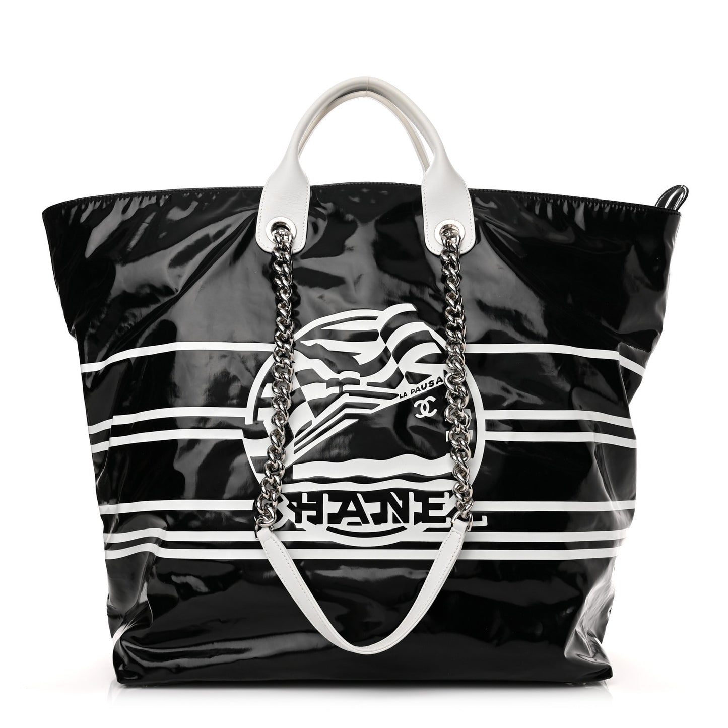 Vinyl Large La Pausa Bay Shopping Bag Black