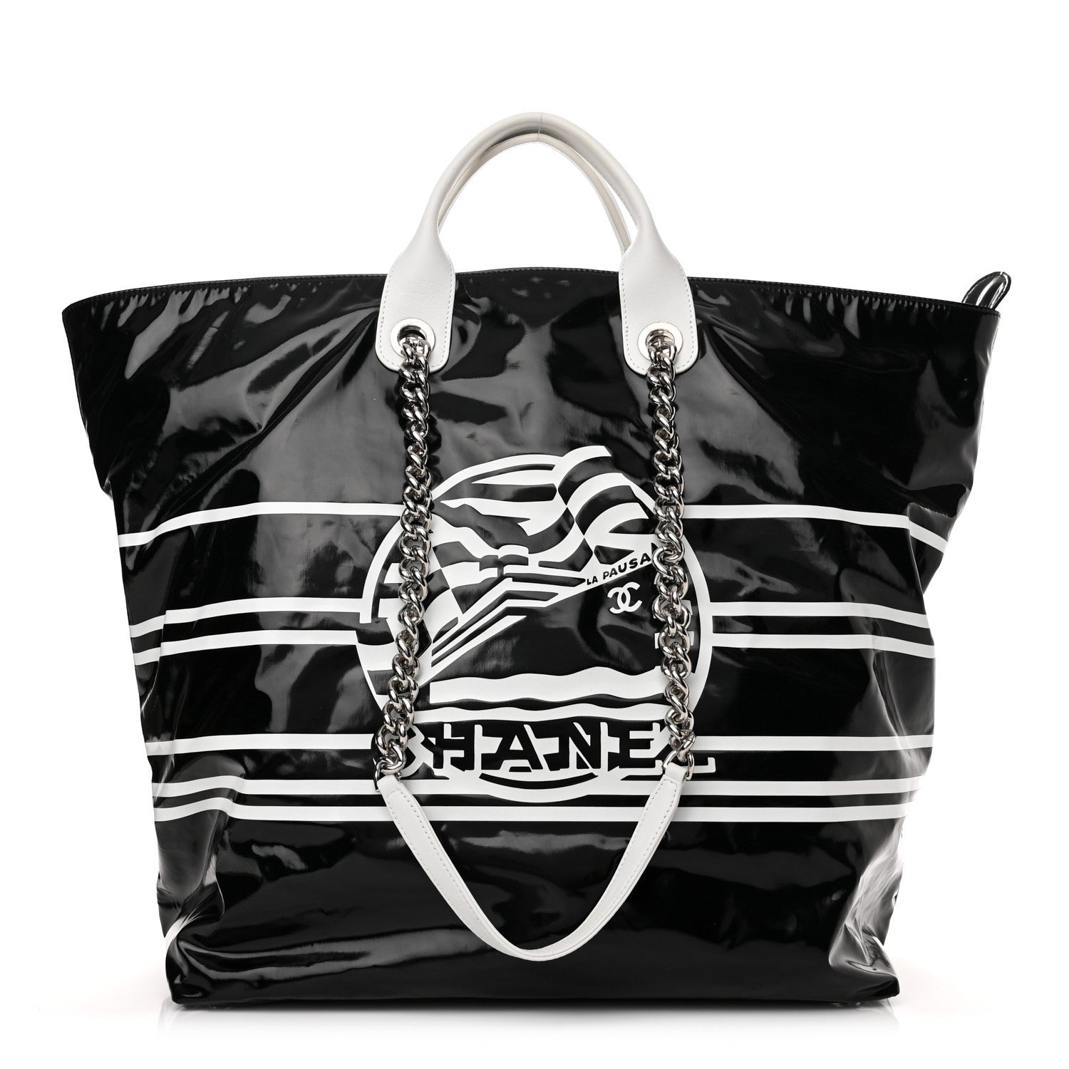Chanel Vinyl Large La Pausa Bay Shopping Bag Black 1 of 10