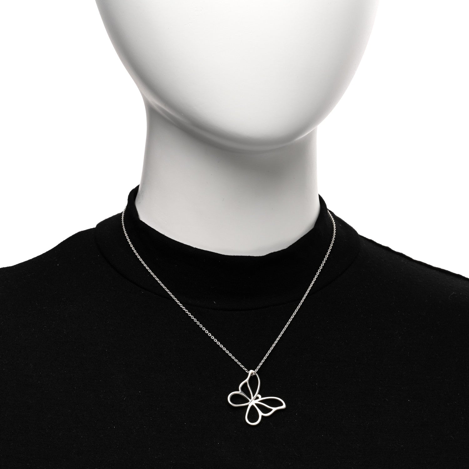 Tiffany Sterling Silver Butterfly Pendant Necklace 2 of 4