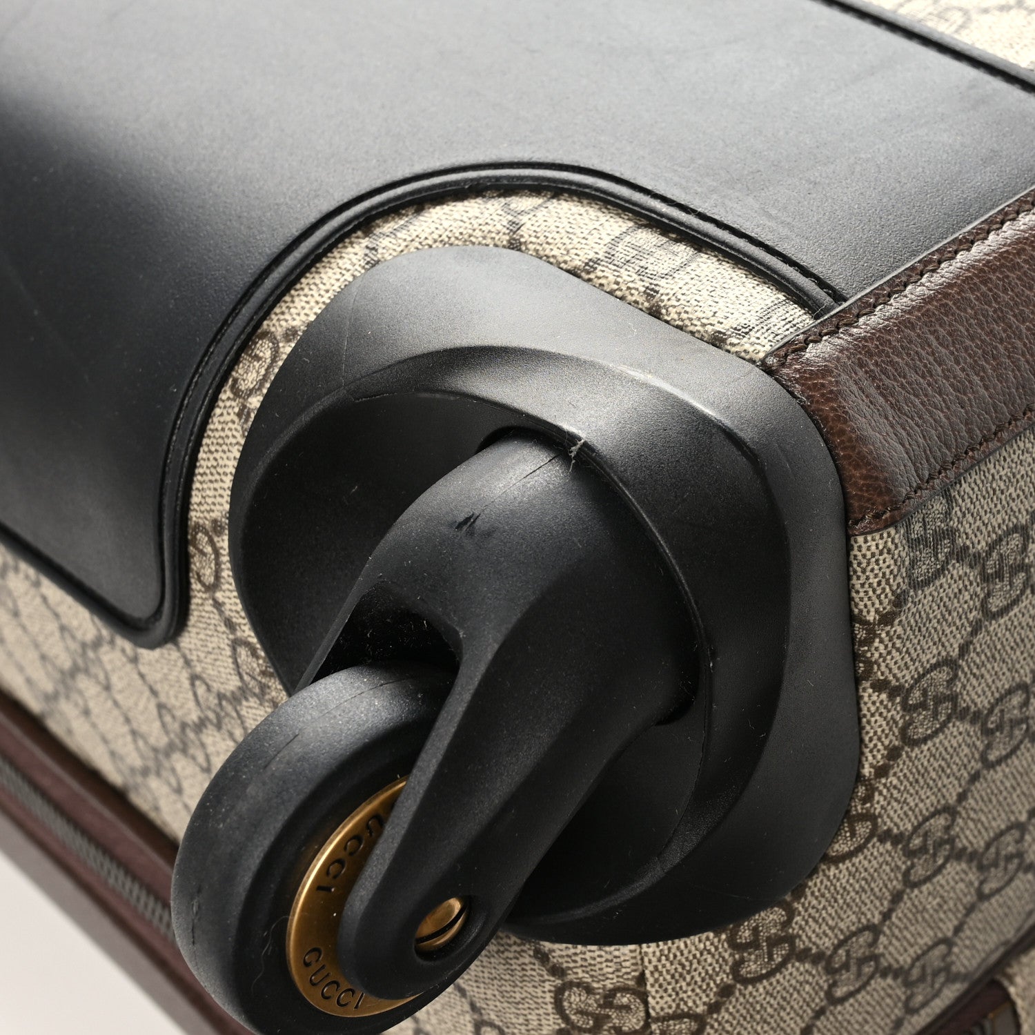 Gucci GG Supreme Monogram Textured Dollar Calfskin Web Large Savoy Trolley Suitcase Beige Ebony 9 of 10