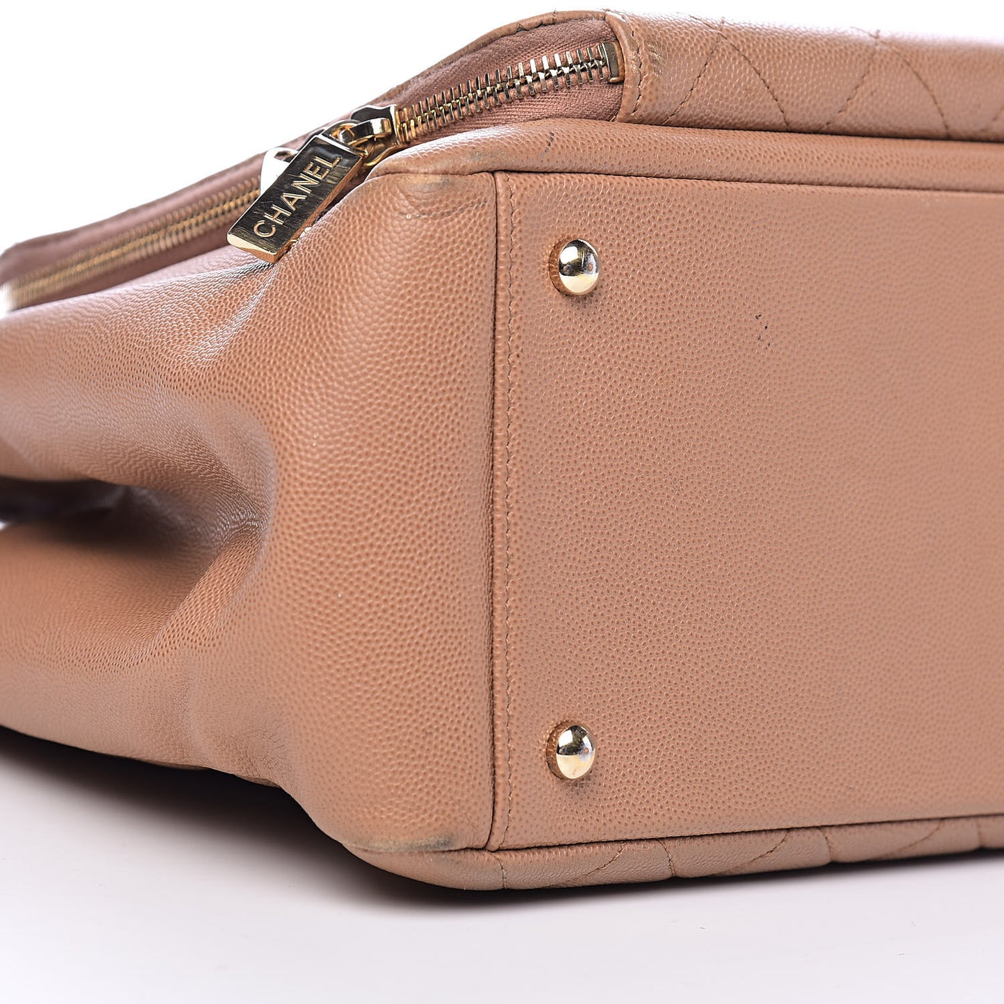 Caviar Quilted Large Business Affinity Shopping Bag Beige