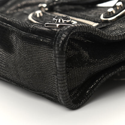 Balenciaga Lizard Embossed Agneau Silver Metallic Edge Hardware Nano City Black 9 of 10