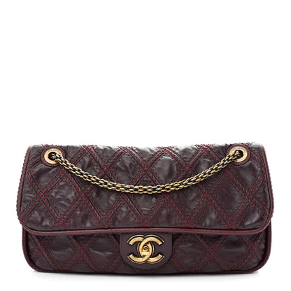 Chanel Calfskin Quilted Stitch Flap Plum 1 of 10