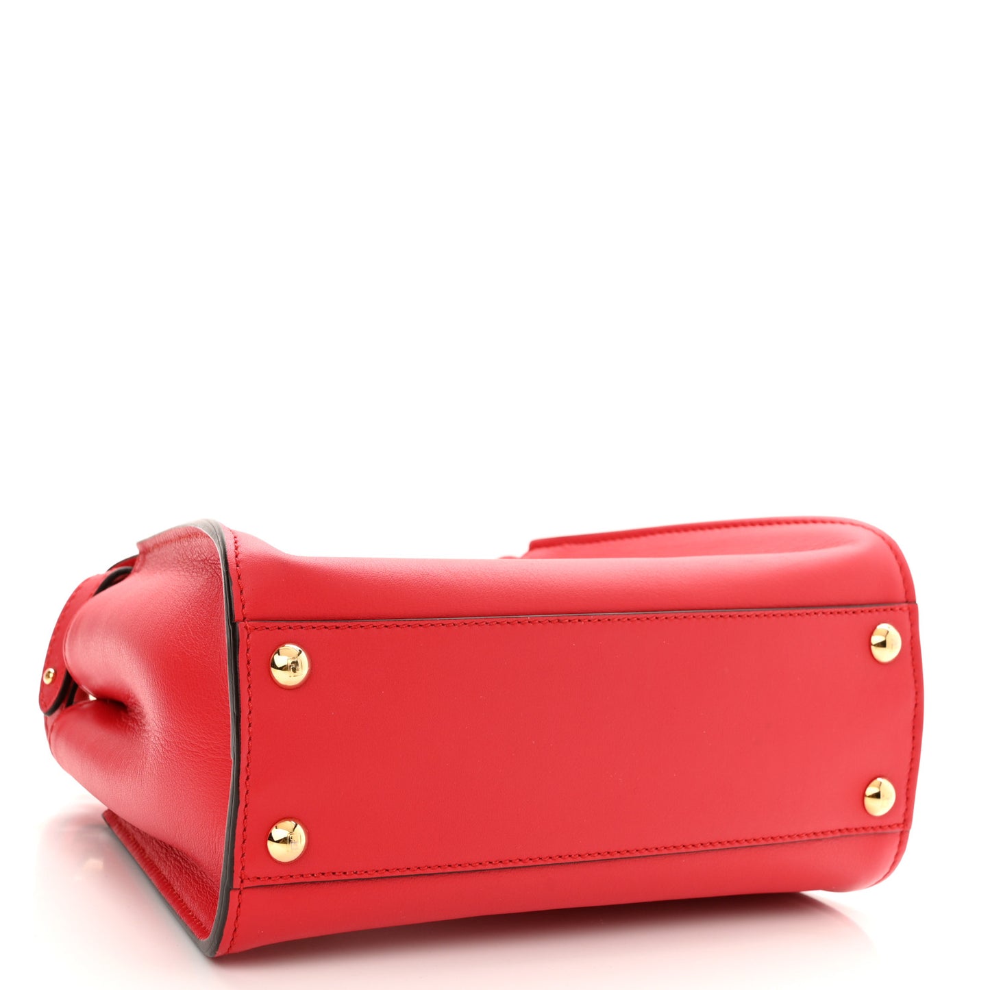 Vitello Seta Canvas FF Embroidered Mini Peekaboo Iconic Satchel Rosso Cardinale Multicolor