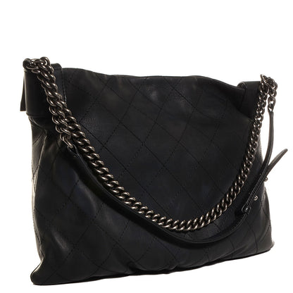 Chanel Calfskin Stitched Double Zip Hobo Black 3 of 7
