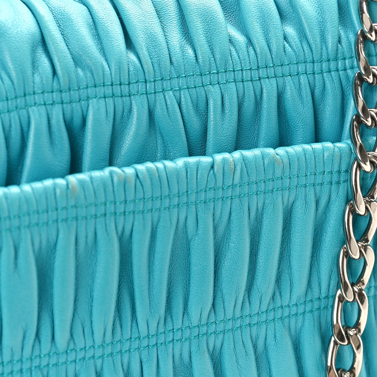 Prada Nappa Gaufre Medium Sound Flap Shoulder Bag Turchese 10 of 10