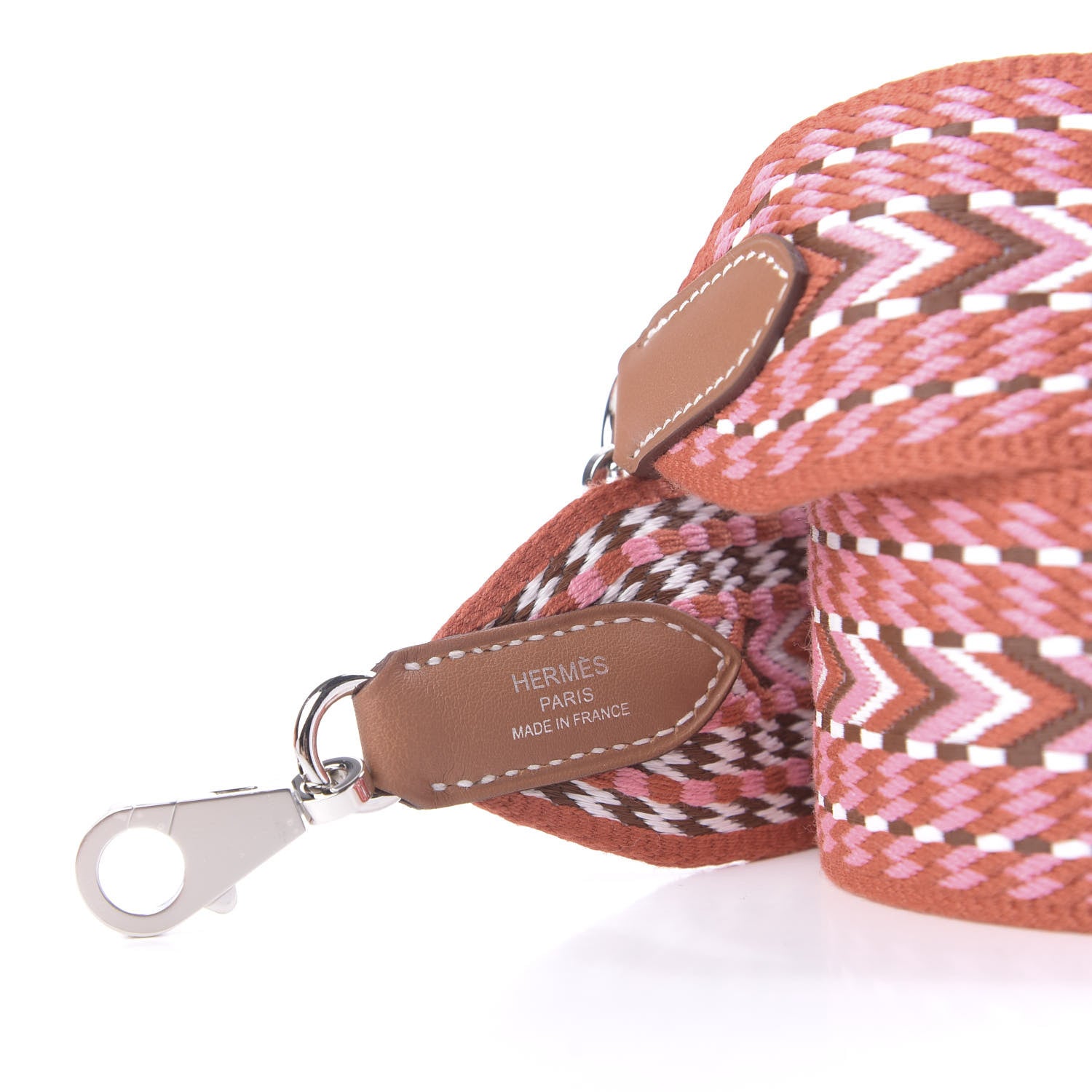 Hermes Toile Swift Sangle Allegro 50mm Shoulder Strap Rose Confetti White Gold 3 of 4