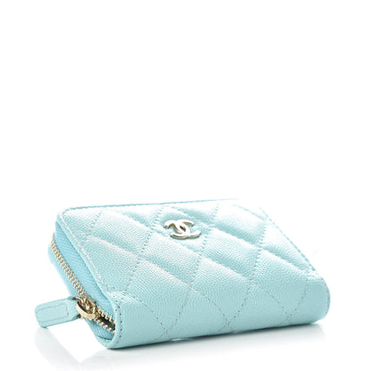 Chanel Caviar Quilted Zip Coin Purse Light Blue 4 of 8