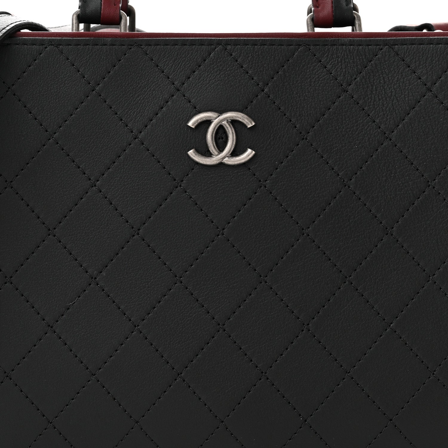 Chanel Bullskin Stitched Bi-Color Medium Shopping Tote Black 8 of 16