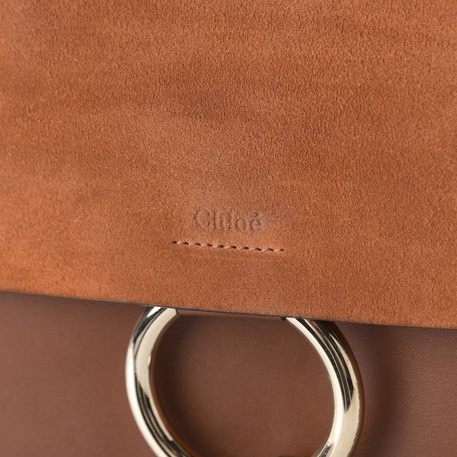Chloe Suede Calfskin Medium Faye Shoulder Bag Tobacco 9 of 9