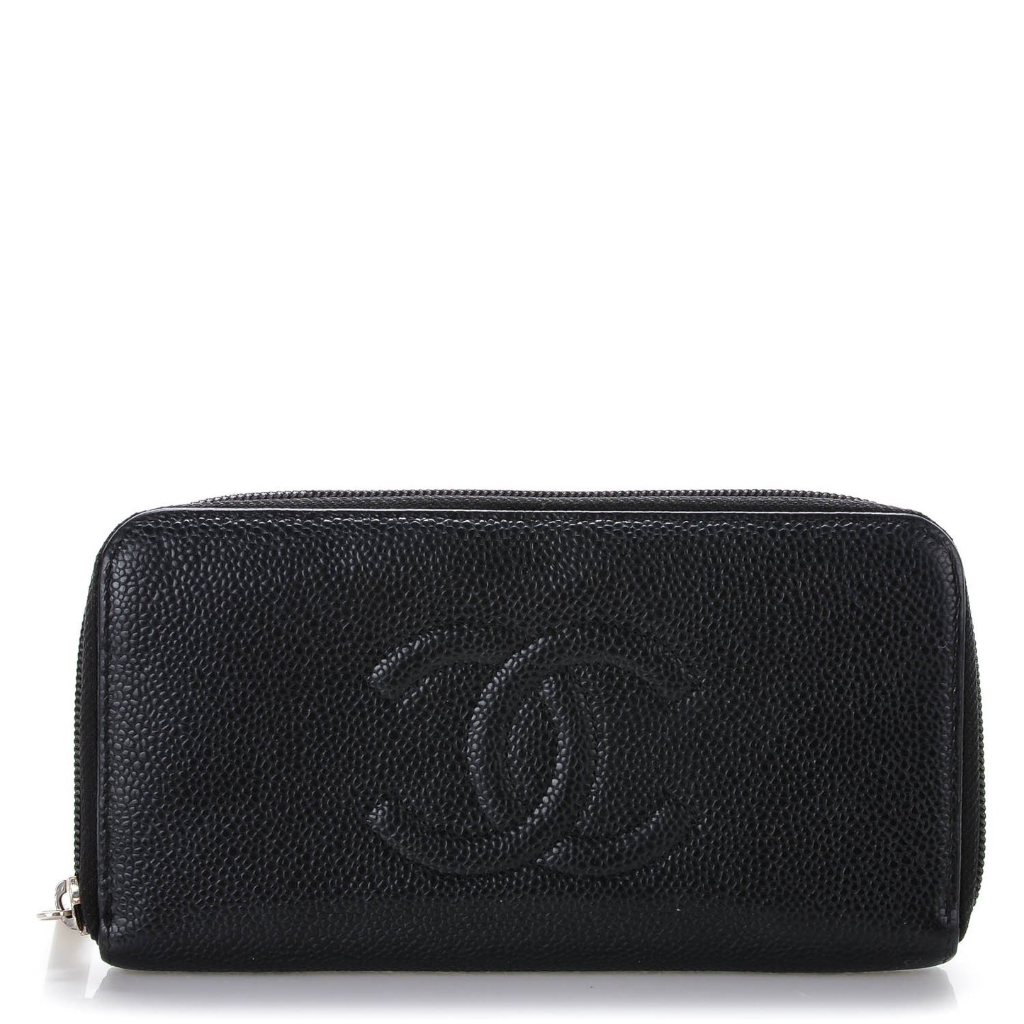 Caviar Timeless CC Large Gusset Zip Around Wallet Black