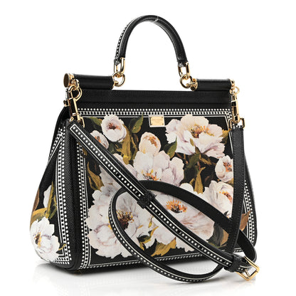 Dolce & Gabbana Dauphine Floral Print Miss Sicily Satchel Black Multicolor 3 of 10