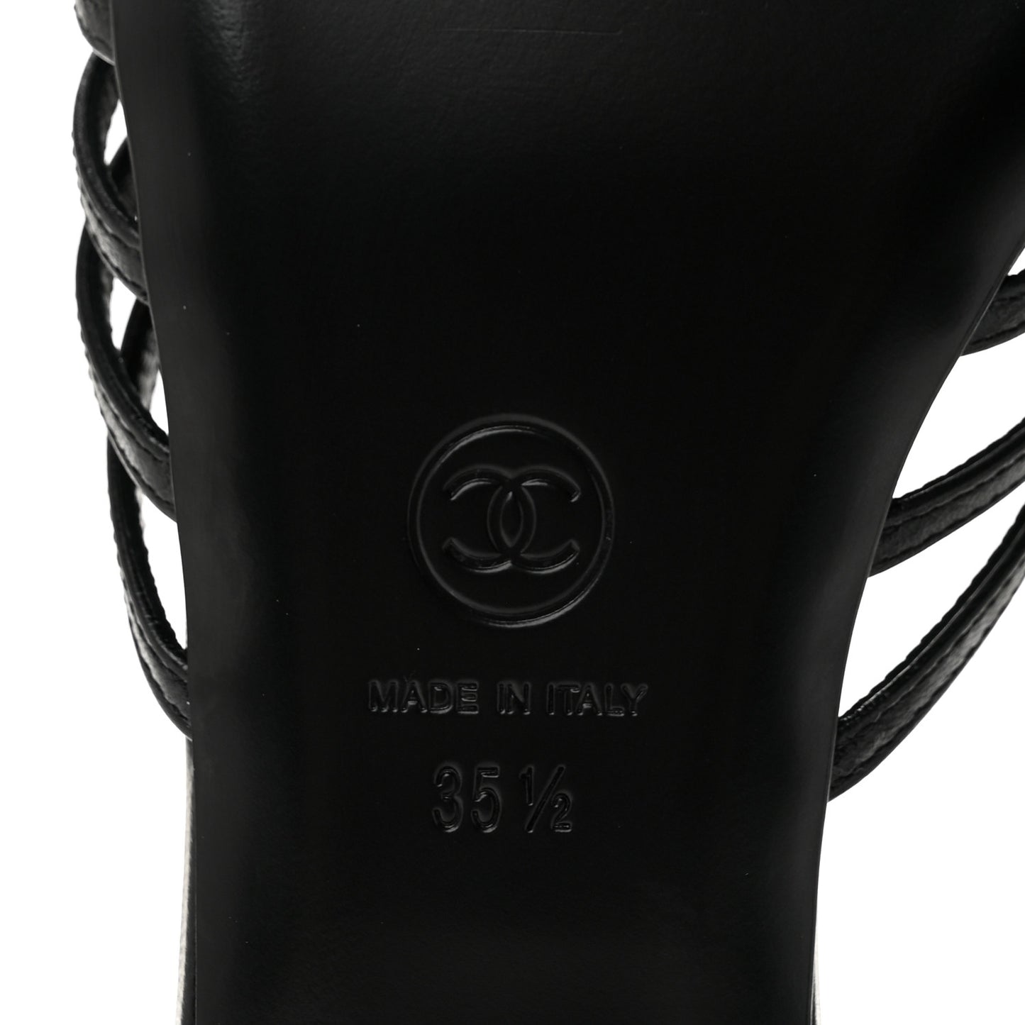 Goatskin Caged CC Slide Sandals 35.5 Black