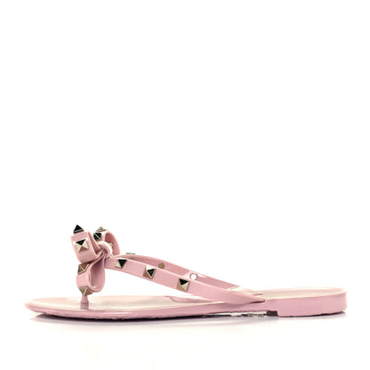 Valentino Garavani PVC Jelly Rockstud Bow Thong Sandals 36 Water Rose 1 of 10