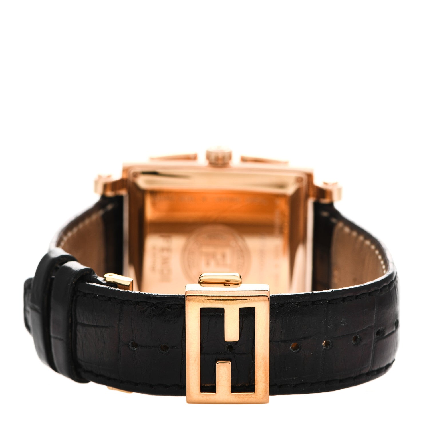 Fendi Stainless Steel Ceramic Calfskin 39mm Quadro Quartz Watch Black 3 of 5