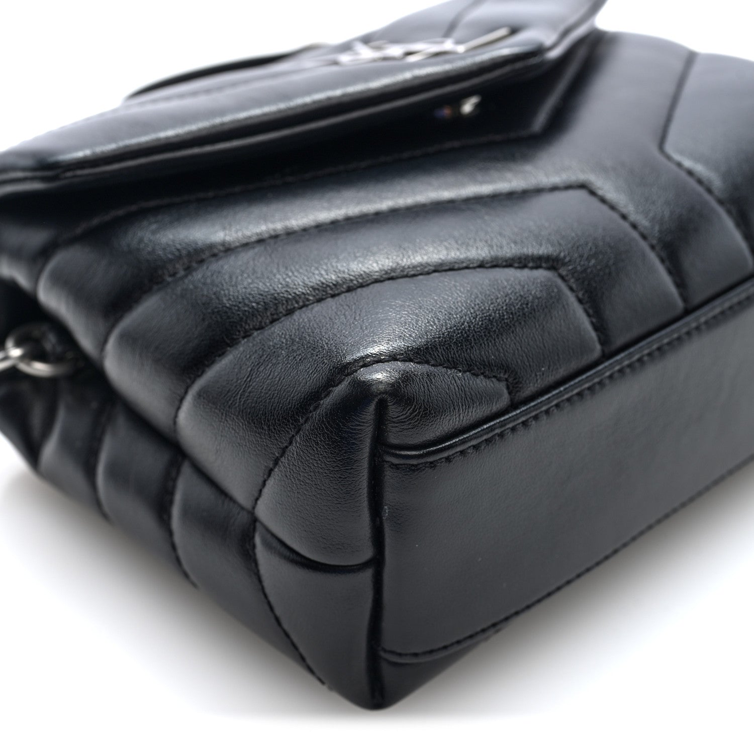 Saint Laurent Calfskin Y Quilted Monogram Toy Loulou Crossbody Bag Black 8 of 10